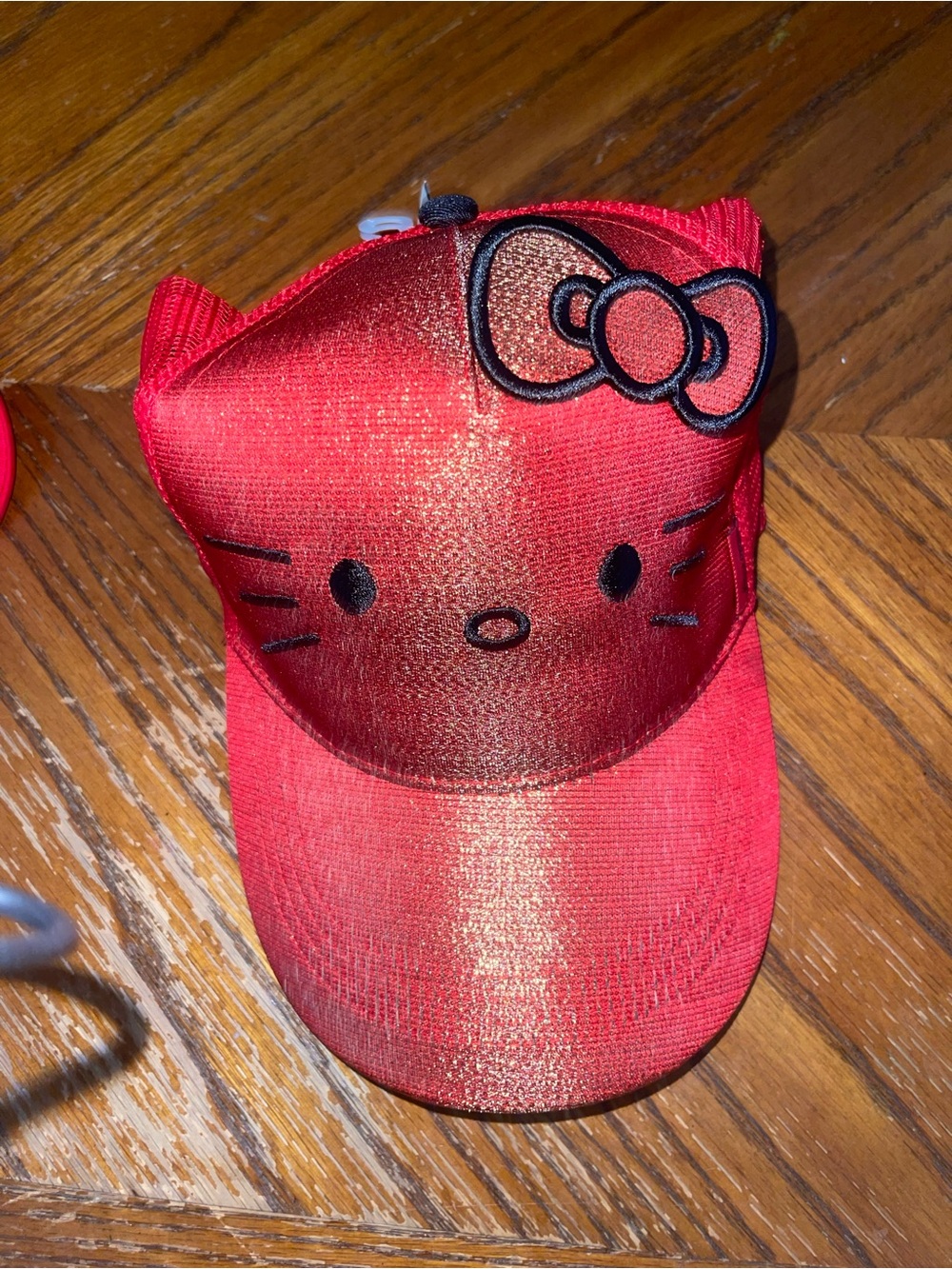 Hello Kitty Shiny Red Kids Hat with Embroidered Bow